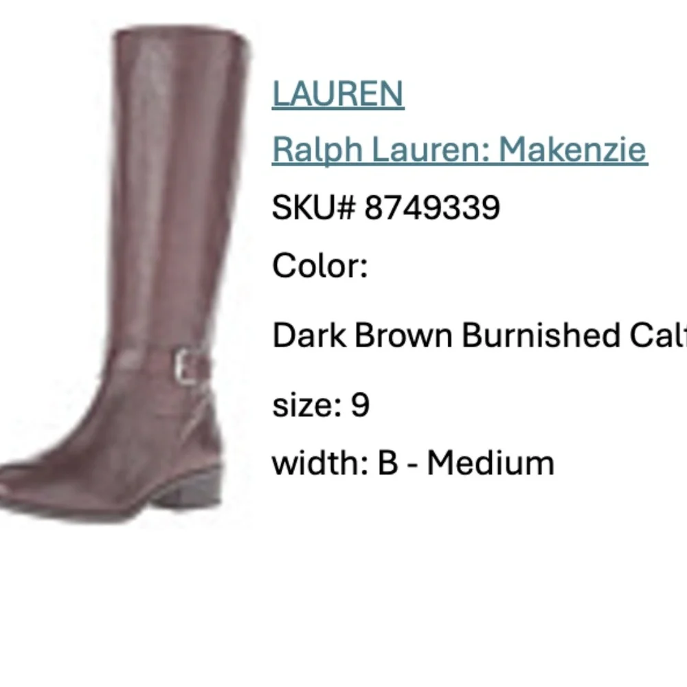 zip up LRL Brown Leather Knee-High Boots with side buckle - Picture 13 of 15